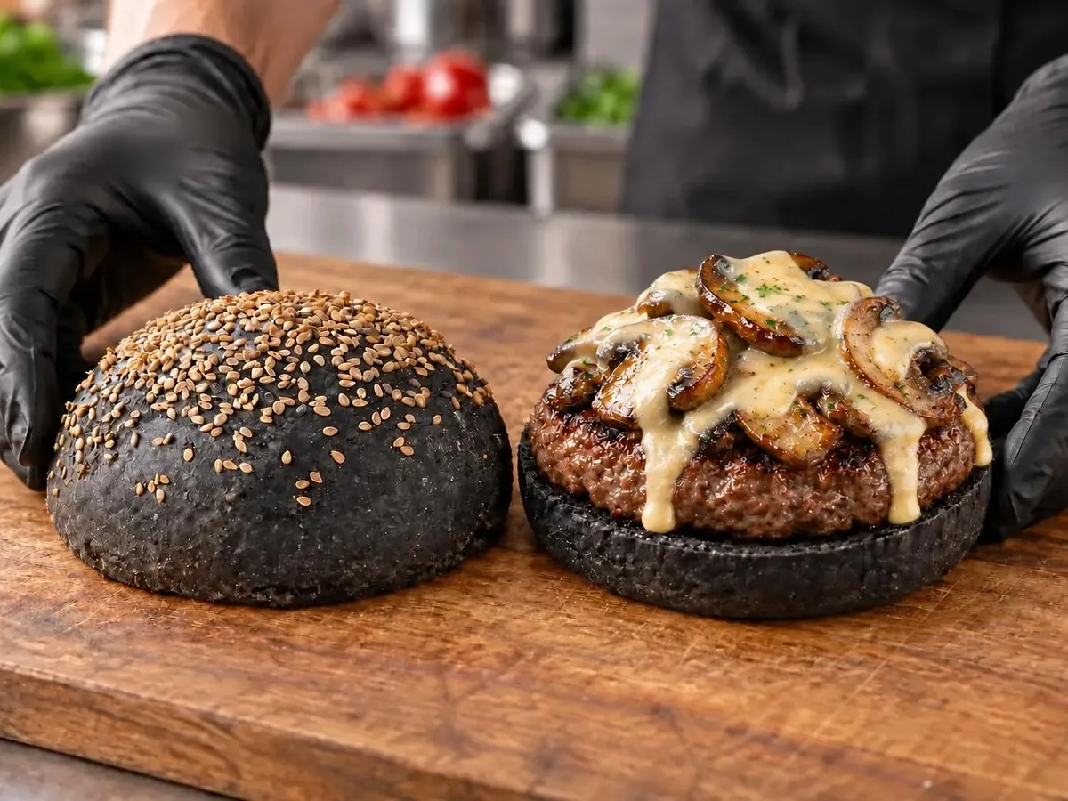 Burger porcini e fonduta: Versare la fonduta di taleggio
