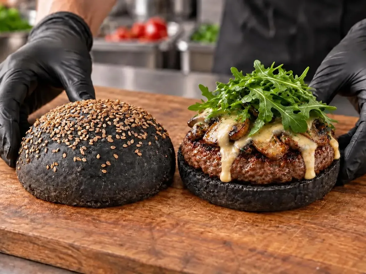 Burger porcini e fonduta: Coprire con la rucola